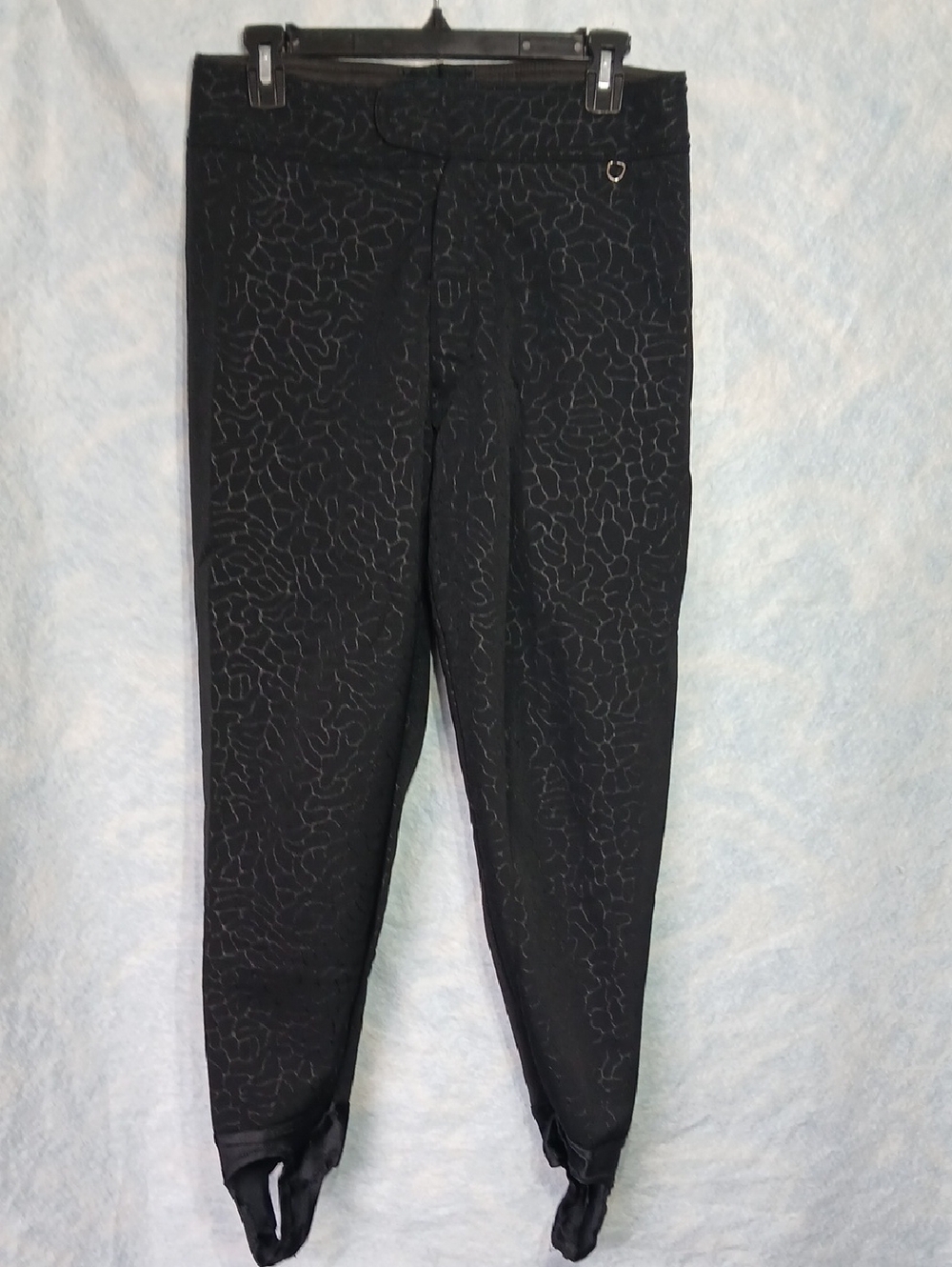 Schoeller Women's Ski Pants Regular Black Patterned Stirrups Wool Blend SZ 12